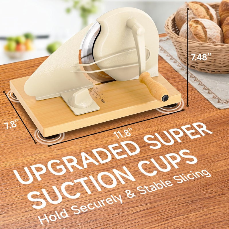 Voltironix Upgrade Manual Bread Slicer for Homemade Sourdough Bread, Adjustable Thickness with Stainless Steel Serrated Blade, Even Slicing Guide, Non-Slip Suction Cups – Ideal for Home Kitchens and Bakeries - Image 3